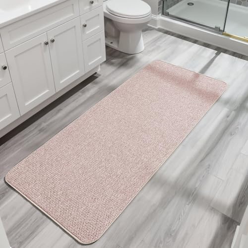 Image of Bosap Bath Mat,Ultra Thin Bathroom Runner Rugs,Large Bath Mats for Bathroom,Quick Dry,Non-Slip,Machine Washable,Low Pile,Bath Rug,Shower Outside,Sink,Home Decor Accessories.Beige,2'x5'（24x60inch）