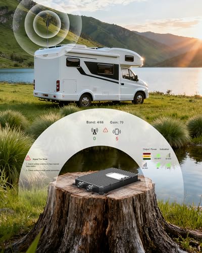 Image of Cell Phone Signal Booster for Truck RV Overland Off-Road Vehicle, Compatible with AT&T T-Mobile 5G 4G LTE 3G for Band 4 /12 /17 /5 /2 /25, FCC Approved | NOT Compatible with Verizon Band 13