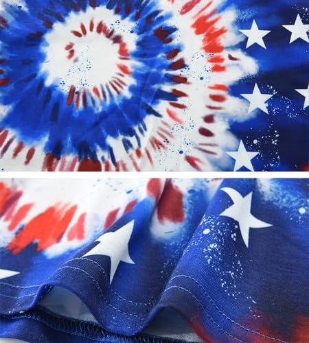 Image of Tkria Girl Crop Tops July 4th Crewneck Tshirt American Flag Patriotic USA Flag Girls Outfit Clothes Size 6-14