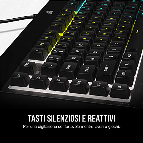 K55 RGB PRO Tastiera Gaming a Membrana Cablata, Retroilluminazione RGB, 6 Tasti Macro con Integrazione Software Elgato, Resistente all'infiltrazione di Polvere e Liquidi, QWERTY, Nero - Tastiera gaming - Immagine 6