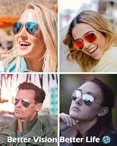 Image of Joox Aviator Sunglasses for Men Women,Polarized UV 400 Protection Lens with Metal Pilot Frame Unisex