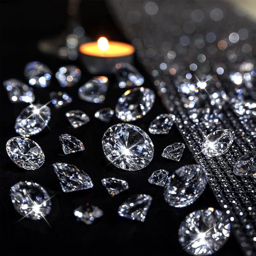 DomeStar 1,000PCS Diamond Decorations, Clear Fake Diamonds Vase Fillers Acrylic Crystal Gems for...