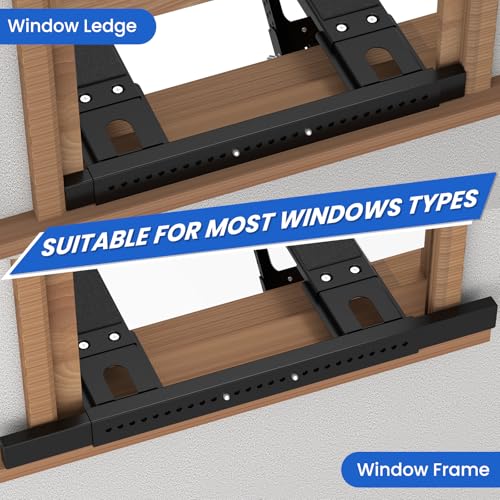 Image of Window AC Support Bracket No Drilling: Heavy Duty Adjustable Air Conditioner Holder Bracket Holds Up to 300lbs, Qick Install Fit Single & Double Hung Windows for 5000-24000 BTU AC Units