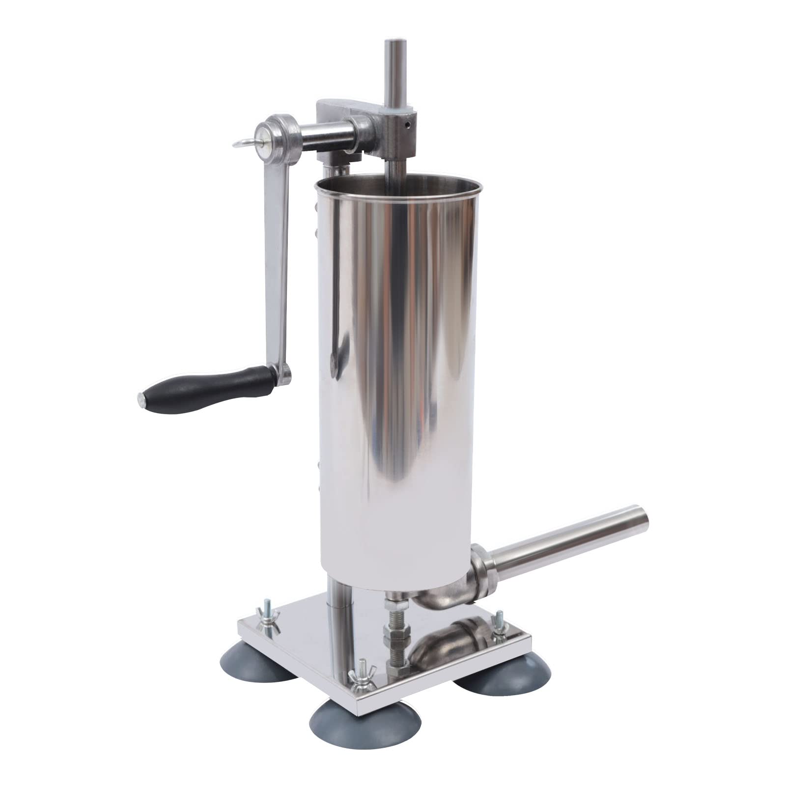 3L Wurstfüller Manuelle Wurstmaschine, Edelstahl Vertikal Handkurbel Wurstmaschine Wurstpresse Sausage Stuffer Machine mit Edelstahlrohre Kunststoffrohre Saugnäpfe für Küche Restaurants
