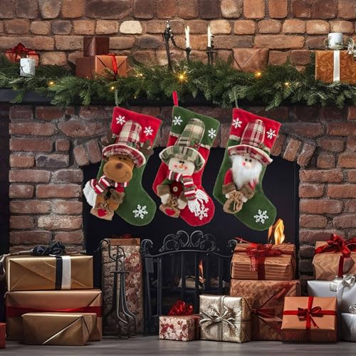 Reindeer Design Soft Fabric Vintage Style Christmas Stocking for Christmas - image 5