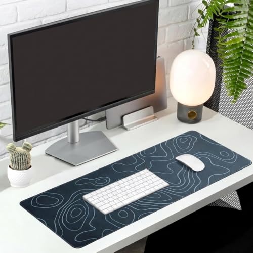 Image of Saco XXL Gaming Mouse Pad for PC - Large Desk Mat 900x400x3mm, Extended Non-Slip Rubber Base, Waterproof Surface, Topographics Design, Big Keyboard Mouse Pad for Office & Home Setup
