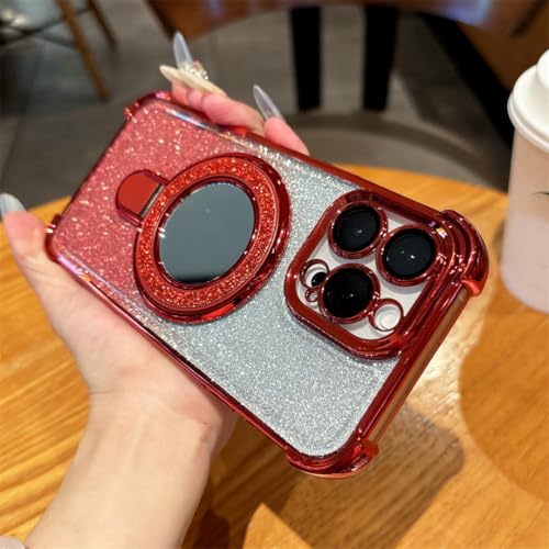 Coque iPhone 11 rouge anti-chute avec miroir et anneau aimanté