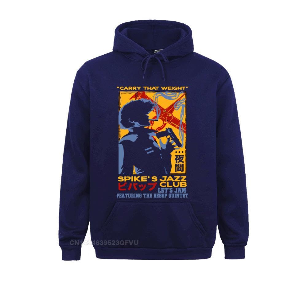 Funny Design Cowboyys Bebop Hoodies Cotton Anime Manga Spike Spiegel Jazz Club Hoodie Mother's Day Graphic Oversized Hoodie Top (Navy Blue, XXXL)
