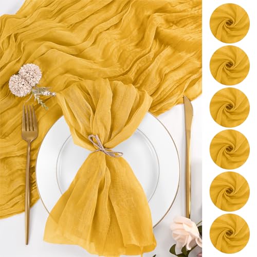 Lumaycens 50 Pack Gold Cloth Napkins 20x20Inch Cheesecloth Napkins