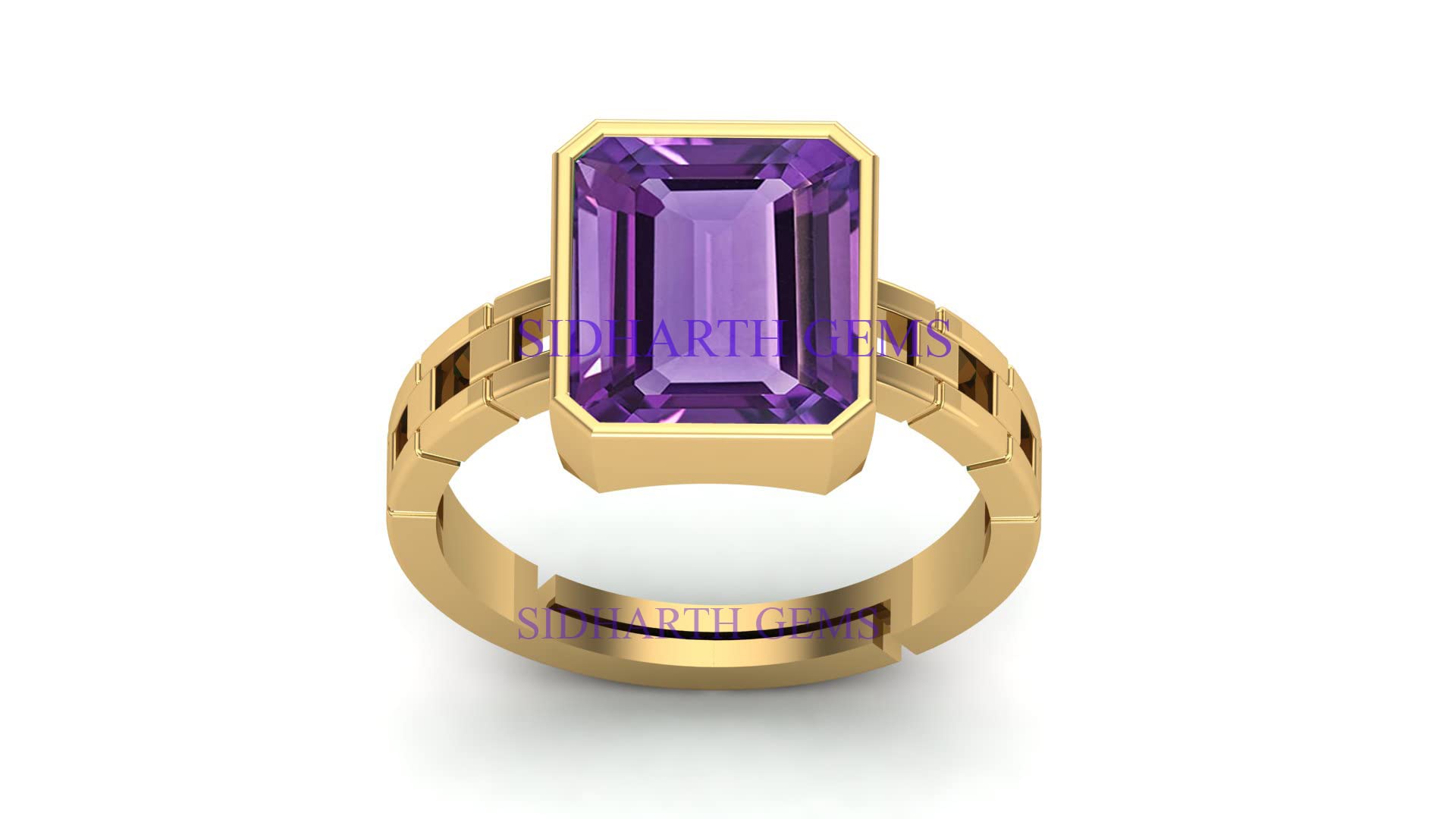 akshita gems 9.00 Carat Gemstone Amethyst Adjustable Ring for Men and Women (Gold) Plated-picture-24