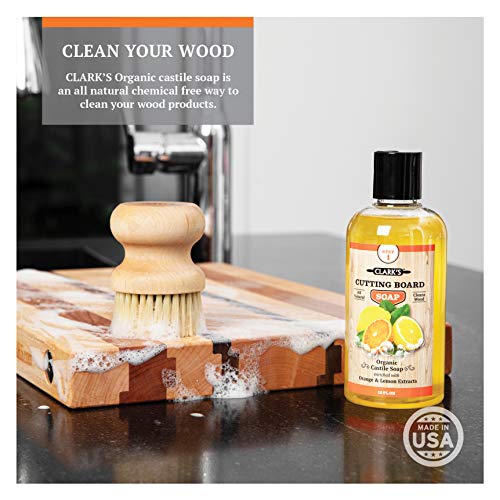 Cutting Board Oil And Wax Kit By Clarks Complete Care Set Includes Mineral Oil (12Oz), Finishing Wax (6Oz), Applicator, Scrub Brush & Buffing Pad, Enriched With Natural Lemon & Orange Extract #TOP3