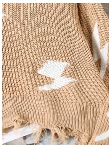 Verdusa Girl's Graphic Ripped Pullover Sweaters Drop Shoulder Knit Tops Fall Clothes4