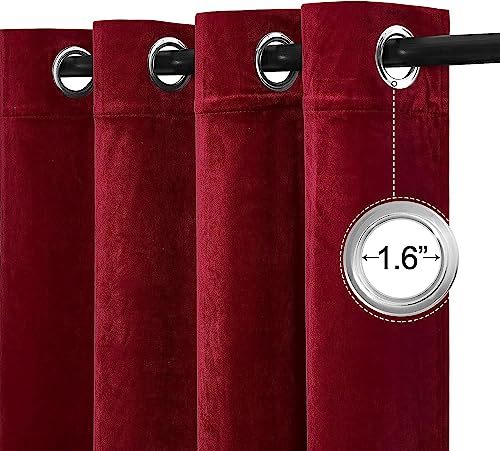 Image of Amazon Brand - Solimo Velvet Curtain Set of 2 (52x96 Inch) Plain Door & Window Curtains for Living Room & Bedroom |75% Light Blocking, Eyelet Curtains for Home Decor in Wine Color (4 feet x 8 feet)
