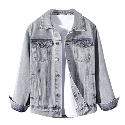 Veste en jean en coton bleu L pour homme coupe ajustée
