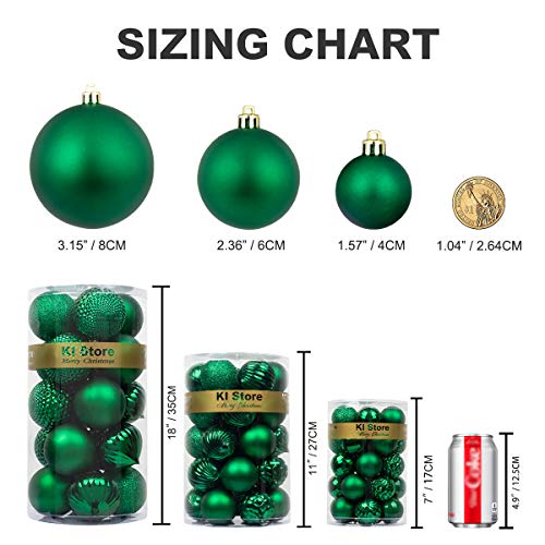 Ki Store Green Christmas Balls 34Pcs 1.57-Inch Small Christmas Tree Decoration Ornaments For Xmas Tree Holiday Wreath Garland Decor Ornaments Hooks Included #TOP5