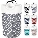 Large Laundry Basket Laundry Hamper Bag Washing Bin Clothes Bag Collapsible Tall with Handles Waterproof Travel Bathroom College Essentials Storage for College Dorm, Family (Grey) 82L