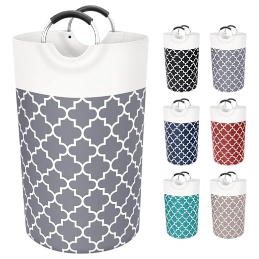 Fabspace Large Laundry Basket Laundry Hamper Bag Washing Bin Clothes Bag Collapsible Tall with Handles Waterproof Travel Bathroom College Essentials Storage for College Dorm, Family (Grey)
