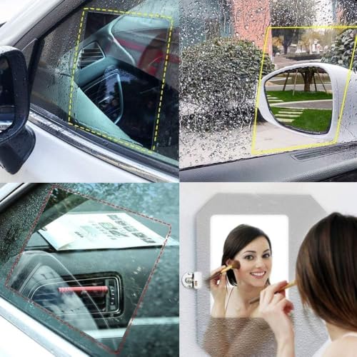 Image of Pack of 4 Car Anti Fog Film Car Rearview Mirror Films Anti-Rain Fog Waterproof Anti-Glare, Anti-Scratch PET Material Film Accessories (Pack of 4)