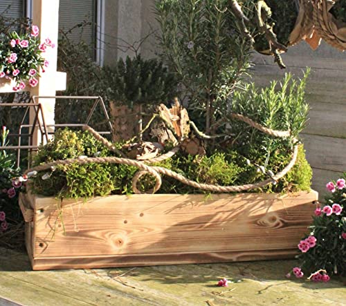Blumenkasten Holz Weiß/Braun/geflammt/Holzgriffe/UNI/Balkonkasten, Terrasse, Holzkiste (HxBxT-14,5x50-90x19,5cm) (50cm, geflammt)