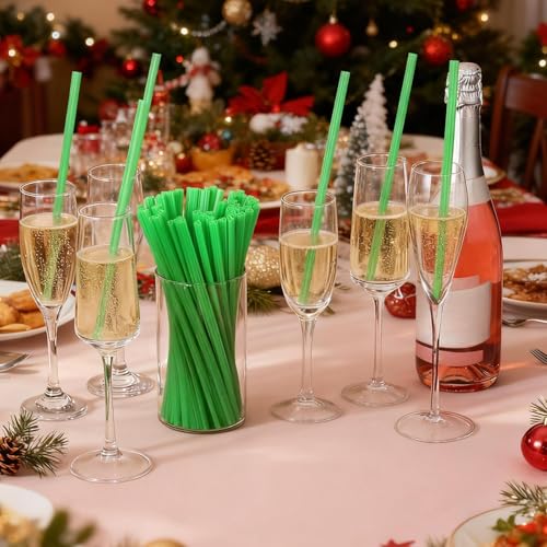 Pitillos navideños de plástico con forma de árbol, 100 piezas miniatura 2