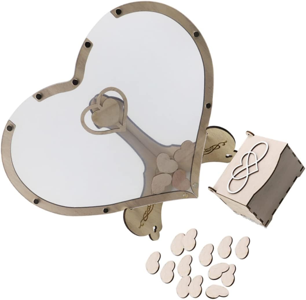 LIFKOME 1set Wooden Heart Guest Book for Weddings Desktop Sign Table Decoration Elegant Keepsake for Birthdays Anniversaries and Special Occasions Lightweight and Sturdy Design