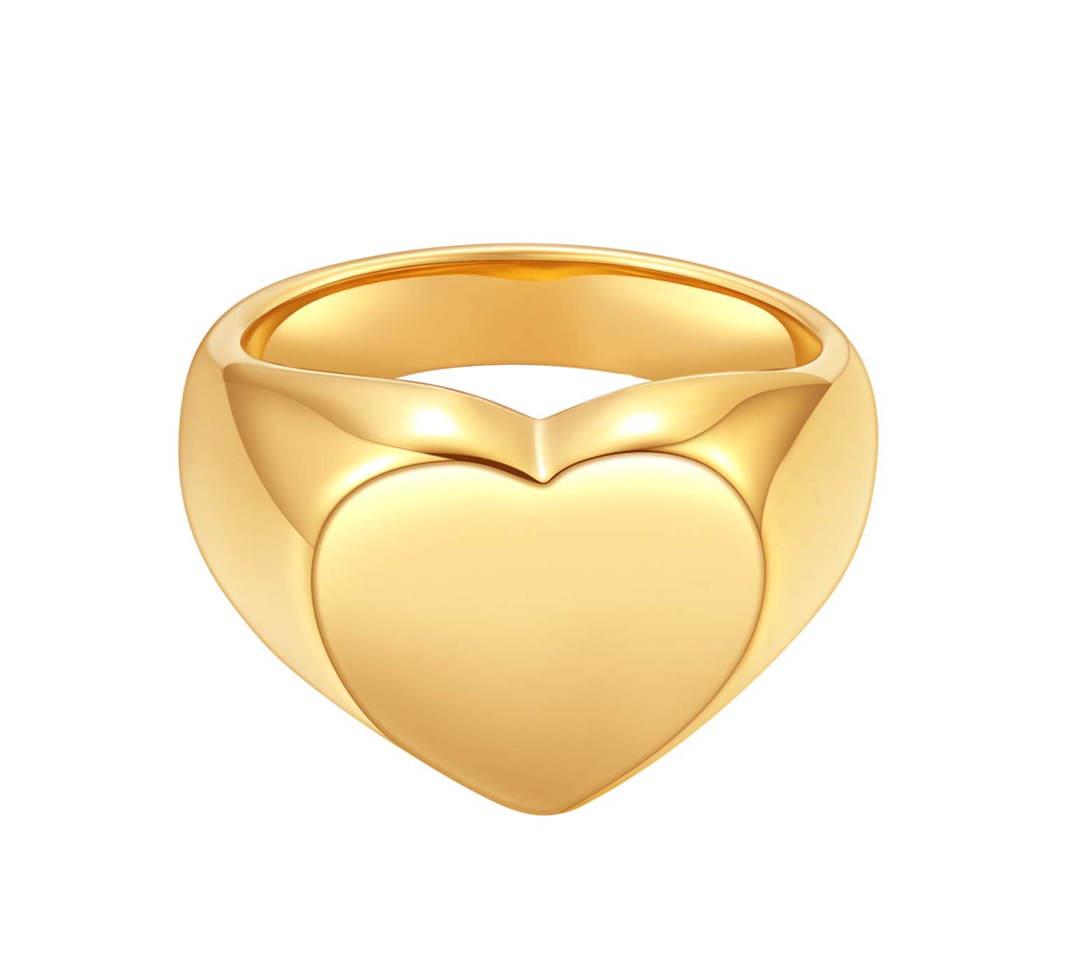 Happiness BoutiqueAnillo de corazón grueso para mujer, anillo de sello de color dorado, joyería de acero inoxidable, Acero inoxidable Chapado en oro Acero inoxidable, no conocido