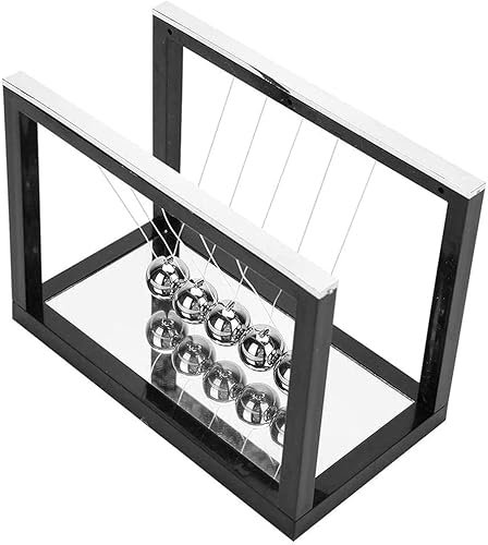 Miniatura 4 de Newton's Cradle - Bola de equilibrio con espejo, bolas de péndulo de metal, adornos de ciencia física, juguetes inteligentes para decoración del