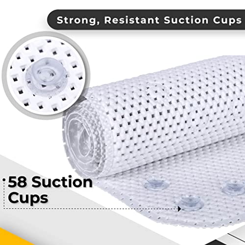 Sc Tech Bath Mats For Bathtub Non Slip Suction Cups Shower Mat Non Slip Adult & Kids Bathroom Bathtub Mat Non Slip 35X16 Non Slip Bathtub Mat Pvc Bath Mat For Tub Drain Hole Bathroom Mat (White) #TOP2