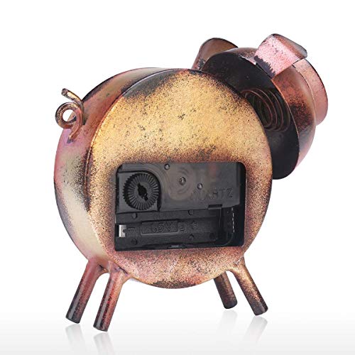 LIANGYAN Relógio Porquinho Feito à Mão Estatueta Porquinho de Metal Vintage Mudo Relógio de Mesa Rel