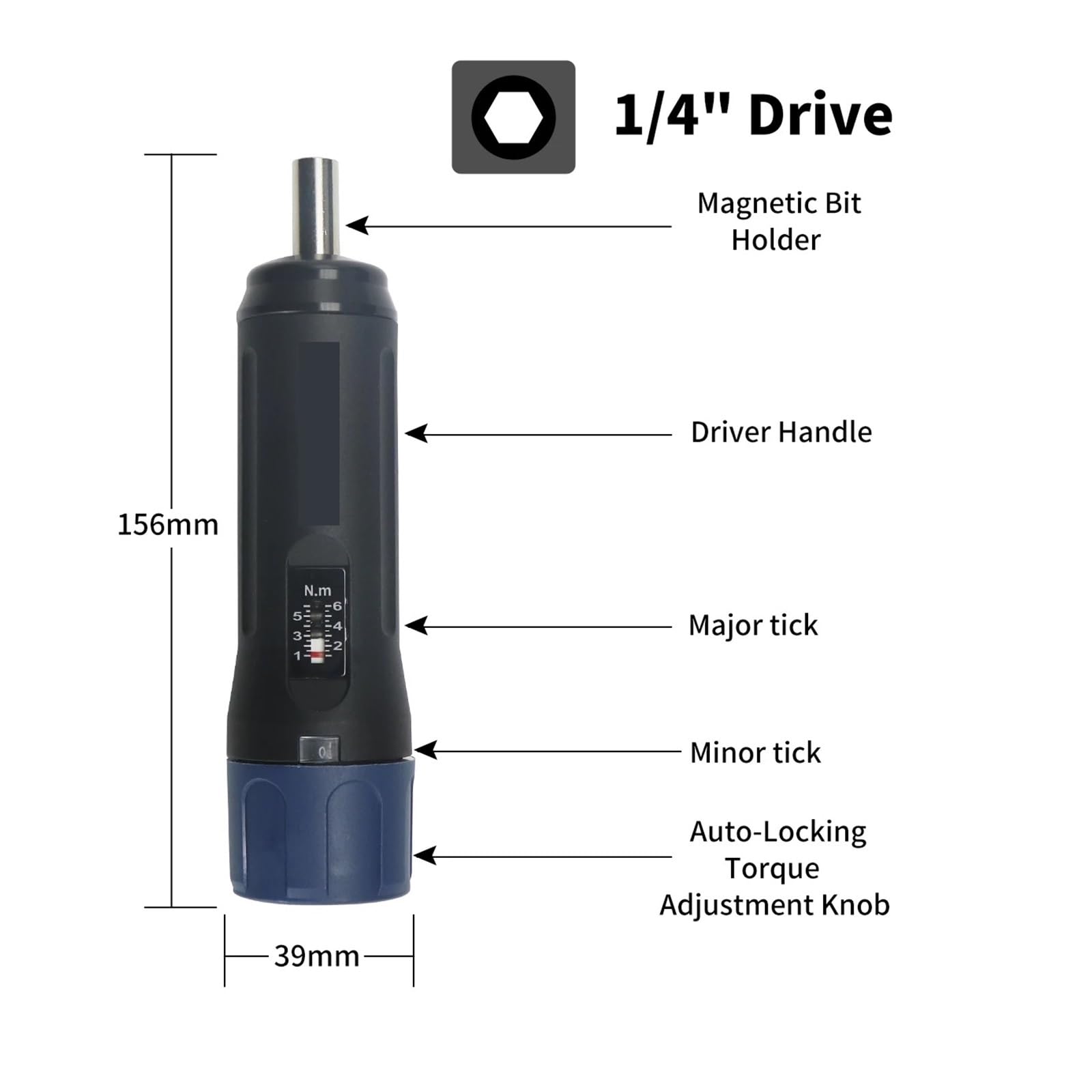 Destornillador dinamometrico ZSQ Destornillador dinamométrico preestablecido económico Llave dinamométrica Ajustable Herramientas manuales duraderas(ZSQ-0.6 Plastic Case)