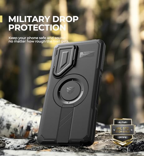 Image of Dexnor for Samsung Galaxy S25 Ultra Case with Camera Cover & Adjustable Kickstand & Built-in Screen Protector, Magnetic Rugged Shockproof Bumper Cases Heavy-Duty Magnetic Protective Cover(2025),Black | with Camera Cover