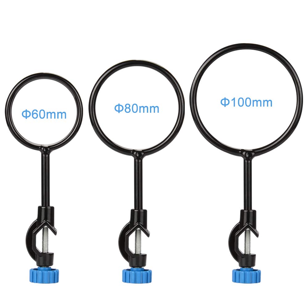 stonylab 3 Pièces Anneau de Support de Laboratoire en Fer avec Tête de Chef en Diamètre 60mm, 80mm, 100mm pour Expériences de Laboratoire, Robuste et Résistant à la Corrosion, Lab Support Ring
