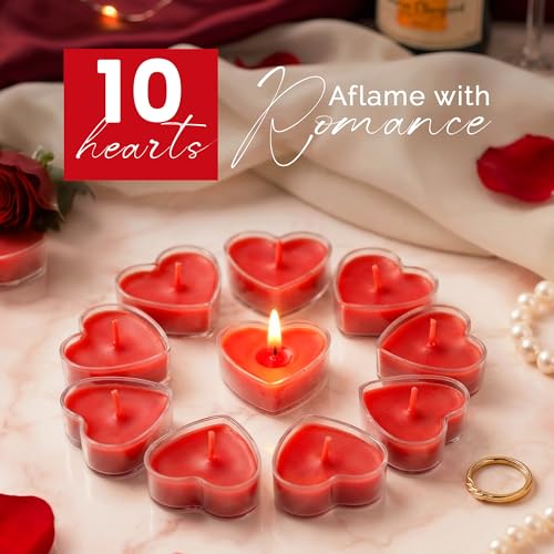 Image of IRIS Acrylic Heart Shaped Tealight Candle |Romance Fragrance | Pack of 10 | Burns Upto 2 Hours |Idially for Gifting