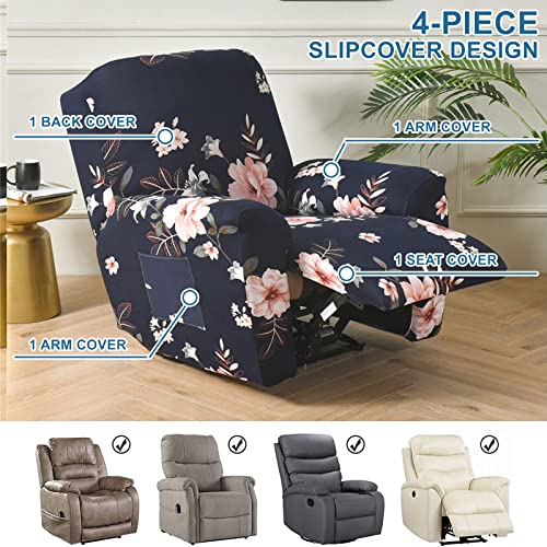 Image of Eco-Ancheng Recliner Slipcovers 4-Pieces Lazyboy Recliner Covers Recliner Couch Covers Recliner Chair Cover Non Slip Reclining Slipcovers with Storage Pockets Furniture Protector for Living Room