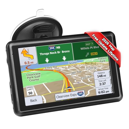 5 inch GPS Navigator Sat Nav for Car Truck with UK Europe Maps Lifetime Free Updates Support Postcode Search and Voice Guidance
