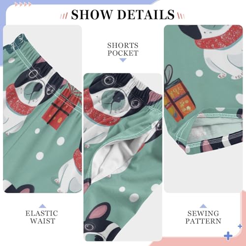 ZZXXB French Bulldog Winter Snow Boys Long Pants Soft Trousers Elastic Waist Kids Lounge Bottoms with Pockets S-XL4