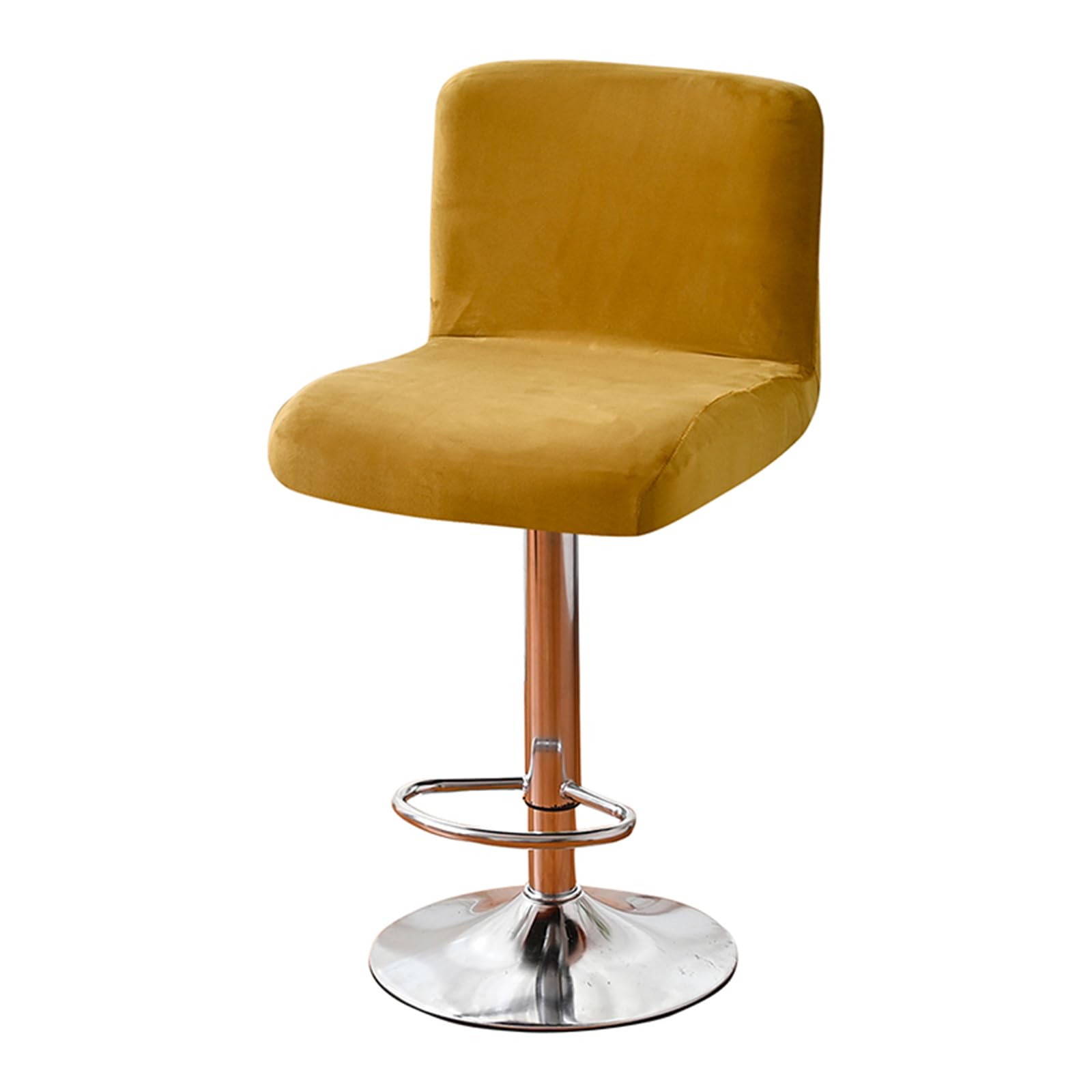 Guyirt Yellow Bar Stool Cover Velvet, 2 4 6 Pieces Swivel Bar Stools Slipcovers, Washable Slipcover For Short Back Stool Chairs-Set Of 6