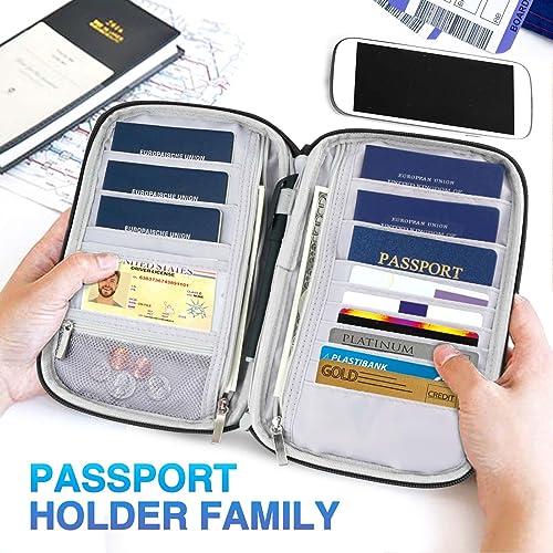 Image of Passport Holder Family, Women RFID Blocking Passport Wallet, Travel Essentials Premium Wallets, Waterproof Passport Holders Bag for Men Traveling, Travel Document Organizer Credit Cards Case
