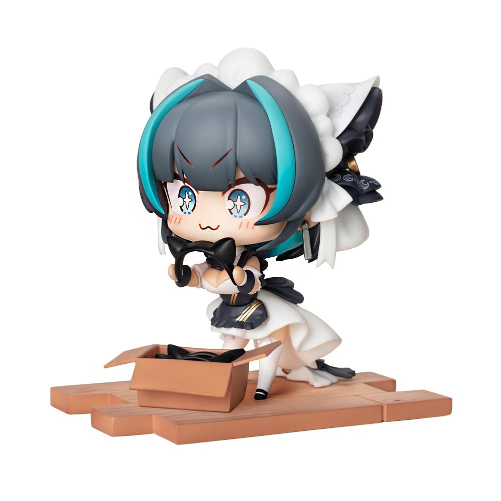 Lzrong Azur Lane Figura modelo, 10 cm HMS Cheshire Figuras Anime Figura Linda Chica Figura Orejas de Gato Maid Disfraz Estatua Escultura Coleccionables Escritorio Decoración Navidad Ornamento Regalo