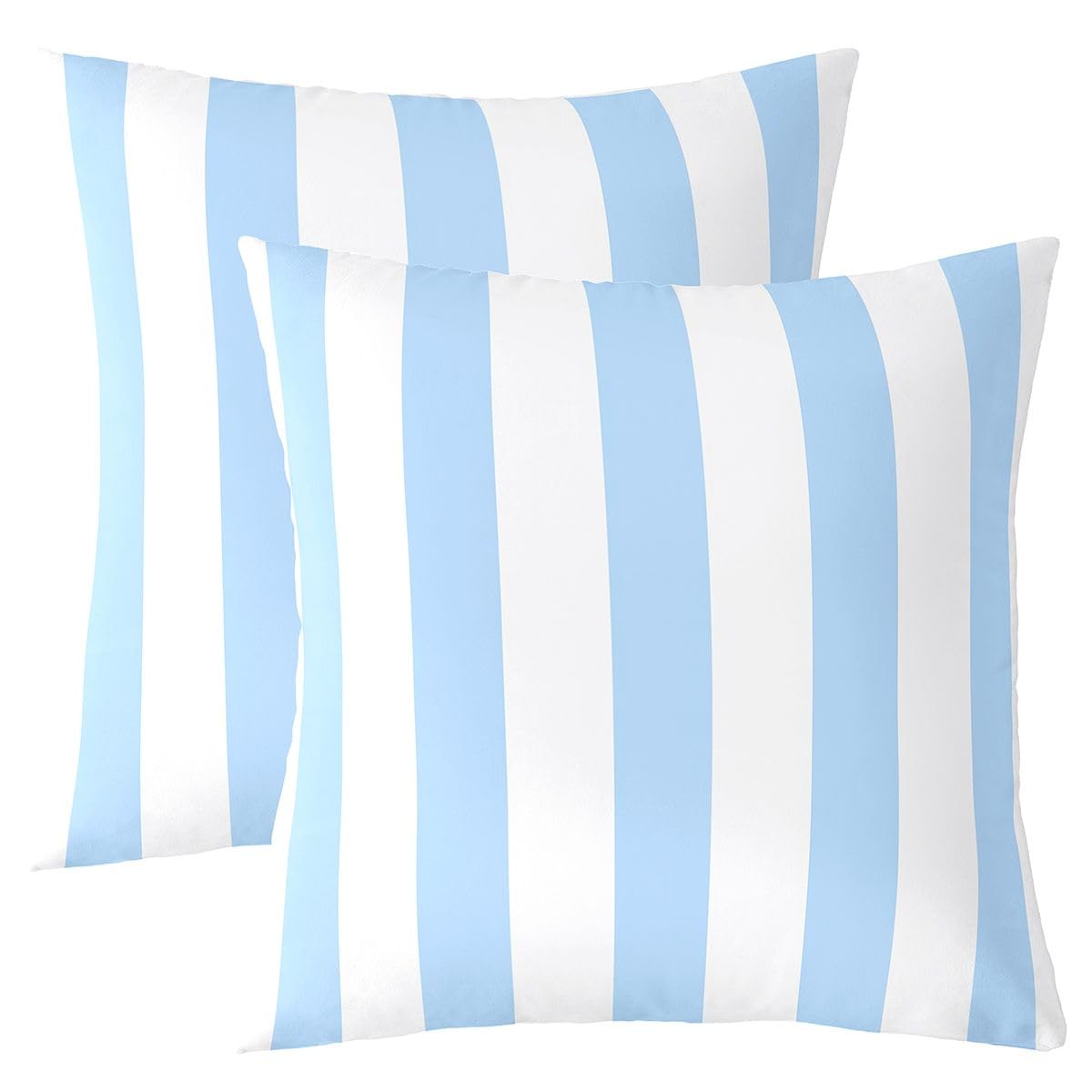 Homewish Blue White Striped Set of 2 Decorative Cushion Covers 60 x 60 cm — image 1