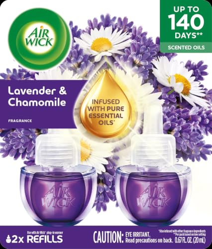 Image of Air Wick Plug in Scented Oil Refill, 2ct, Lavender & Chamomile, Essential Oils, Air Freshener