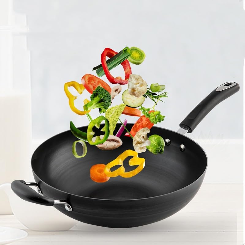 Wok con base plana, tradicional chino, 32 cm miniatura 4