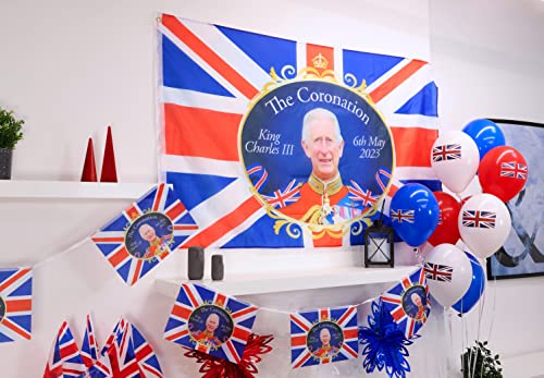 Toyland® 5ft x 3ft (150cm x 91cm) King Charles III Union Jack Coronation Souvenir Flag, British Decorations - Image 4