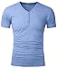 Mrignt Mens Short Sleeve V-Neck Slim Fit Henley t-shirt with Button (Sapphire,M )