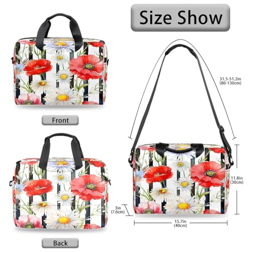 Laptop Bag Daisy Poppy Flower Stripes Laptop Case miniatura 6
