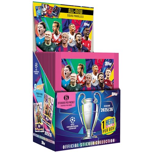 Topps Colección Oficial de Stickers UEFA Champions League 2025-26, Caja con 50...