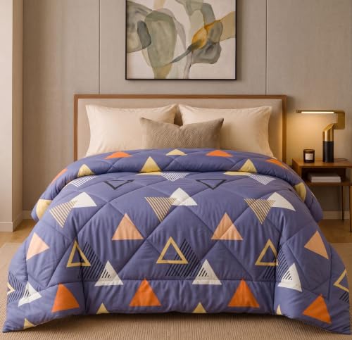Image of HOMEKART 220 GSM Reversible Microfiber AC Comforter /Duvets for Mild Winter | All Season King Size 3 Layered Quilted Blanket for Double Bed (220 cm x 240 cm,Light Purple