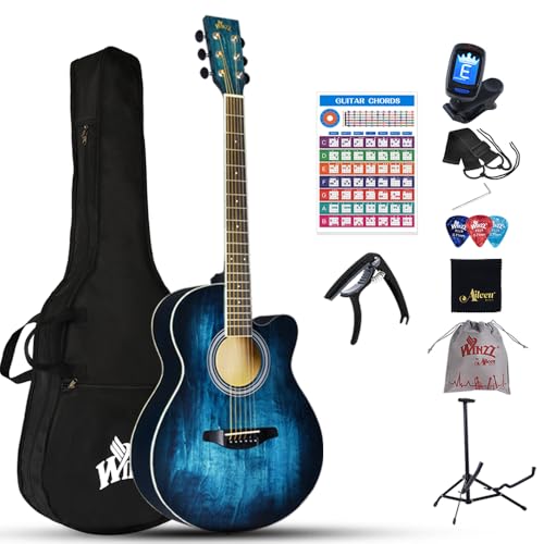 Winzz Akustikgitarre, Westerngitarre… (Vintage-Blau)
