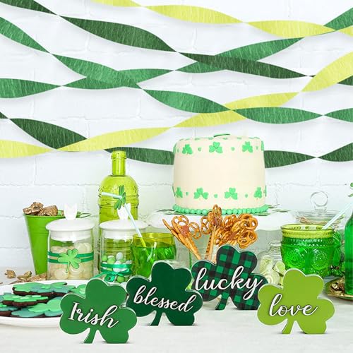 Image of Green Streamers Party Decorations, 6 Rolls Crepe Paper for St Patricks Day Decorations Wedding Birthday Baby Shower Decorations Craft Supplies(1.8 Inch x 82Ft /Roll)
