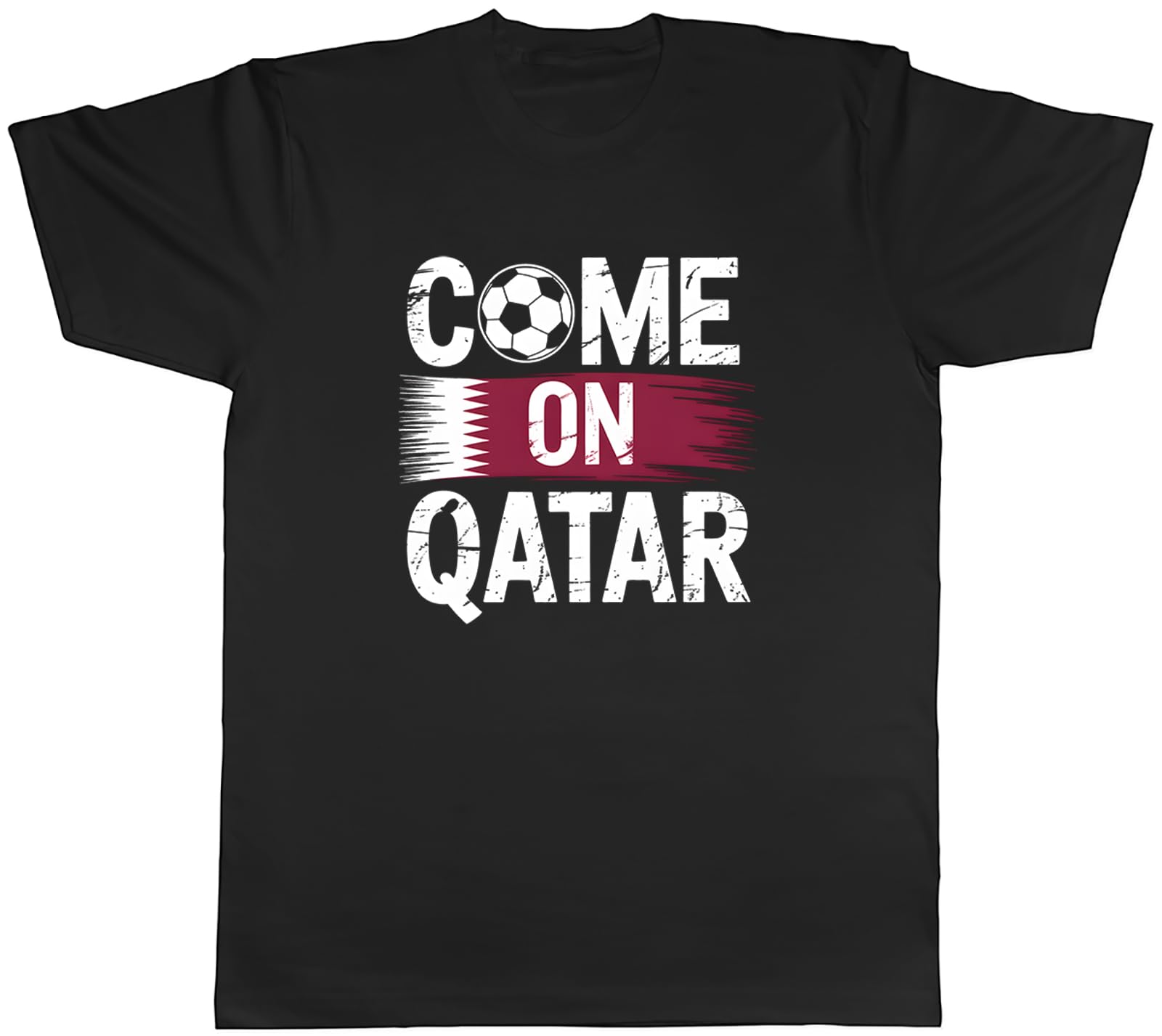 Shopagift Come on Qatar Supporter Football Fan Mens Black T-Shirt Tee